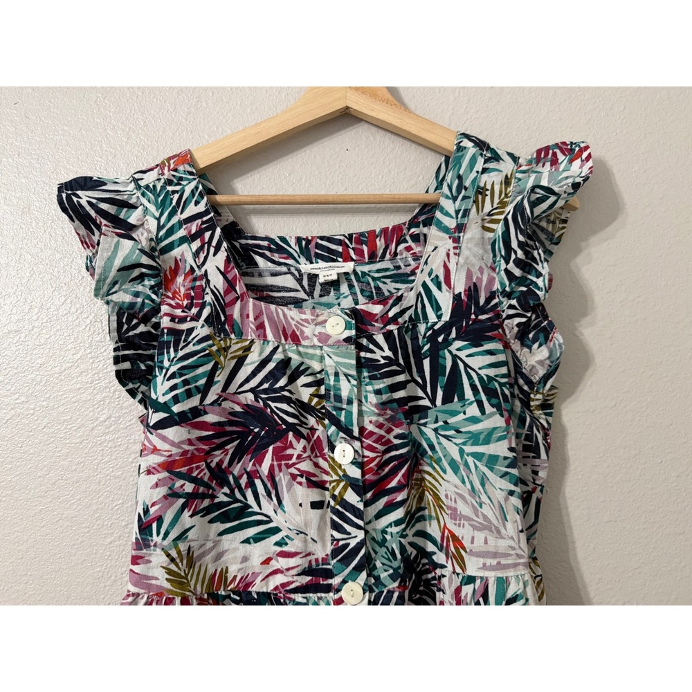 BeachLunchLounge Tropical Palm Print Tiered Flutter Sleeve Dress Medium WPD4677 - Picture 2 of 5